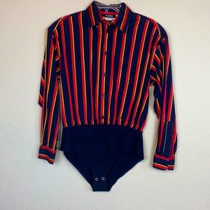 Henri Bendel vintage stripe body suit, Size Small